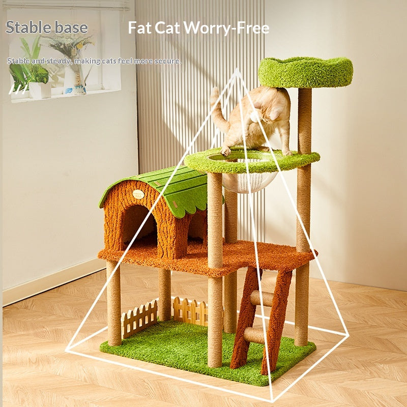 Quatre saisons tout en un arbre de chat avec construit dans lit de chat