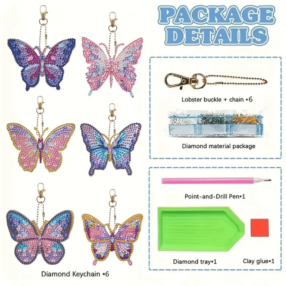Bricolage Diamant Porte-clés - Modèle papillon