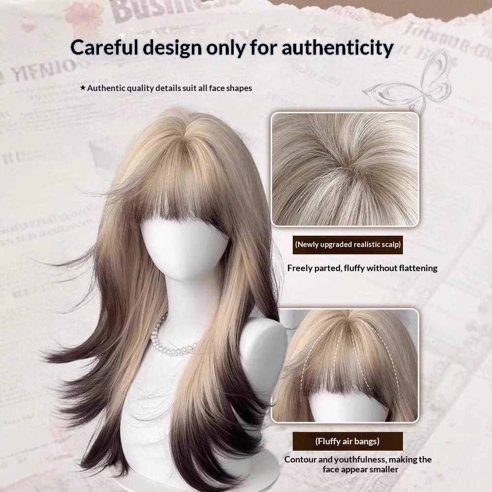 Perruque platine femmes cheveux longs Ombre noir