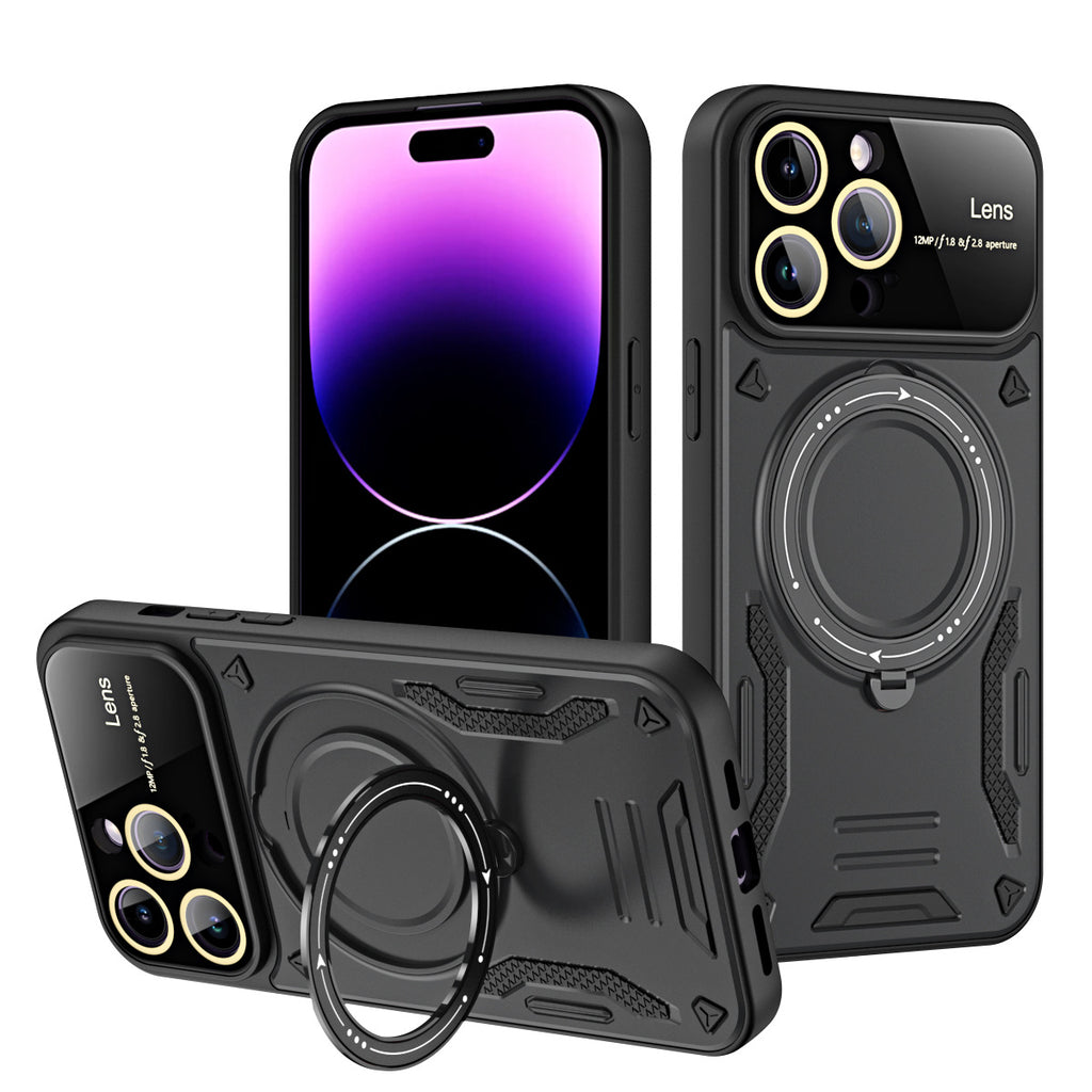 Multifonctionnel Large Fenêtre Magnetic Bracket Phone Case