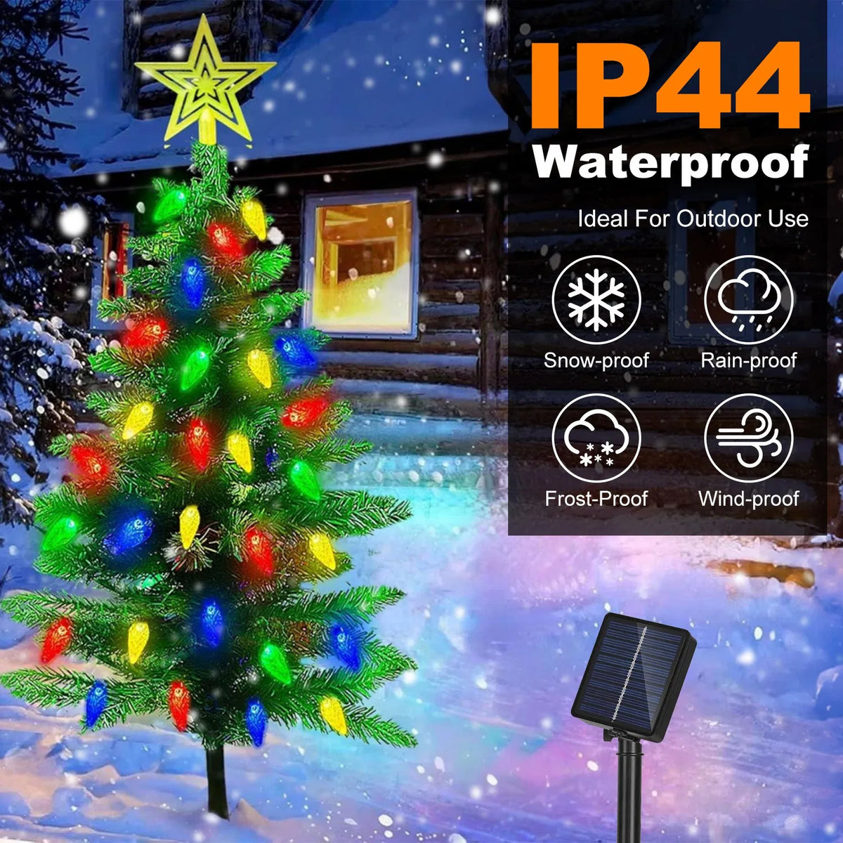 Lumières d'arbre de Noël Solar Powered 2 Pack - 37.4in 100 LEDs 8 Modes