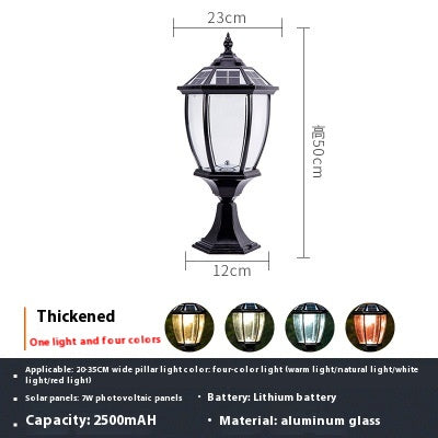 Solar Pilier Lampe Cour extérieure