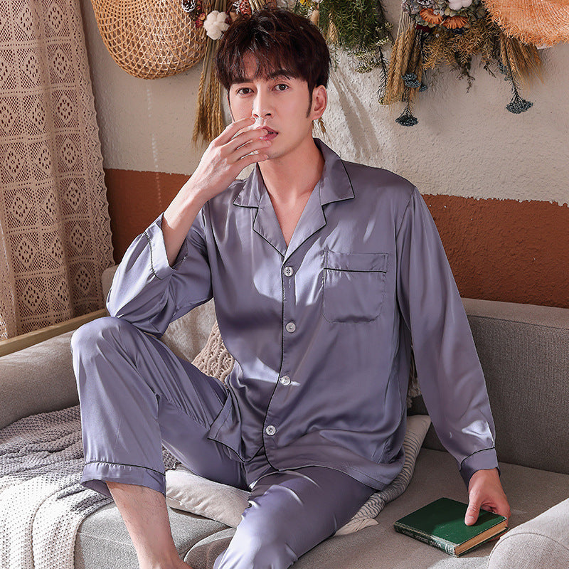 Ice Silk Summer Couple Pajamas Printemps et automne