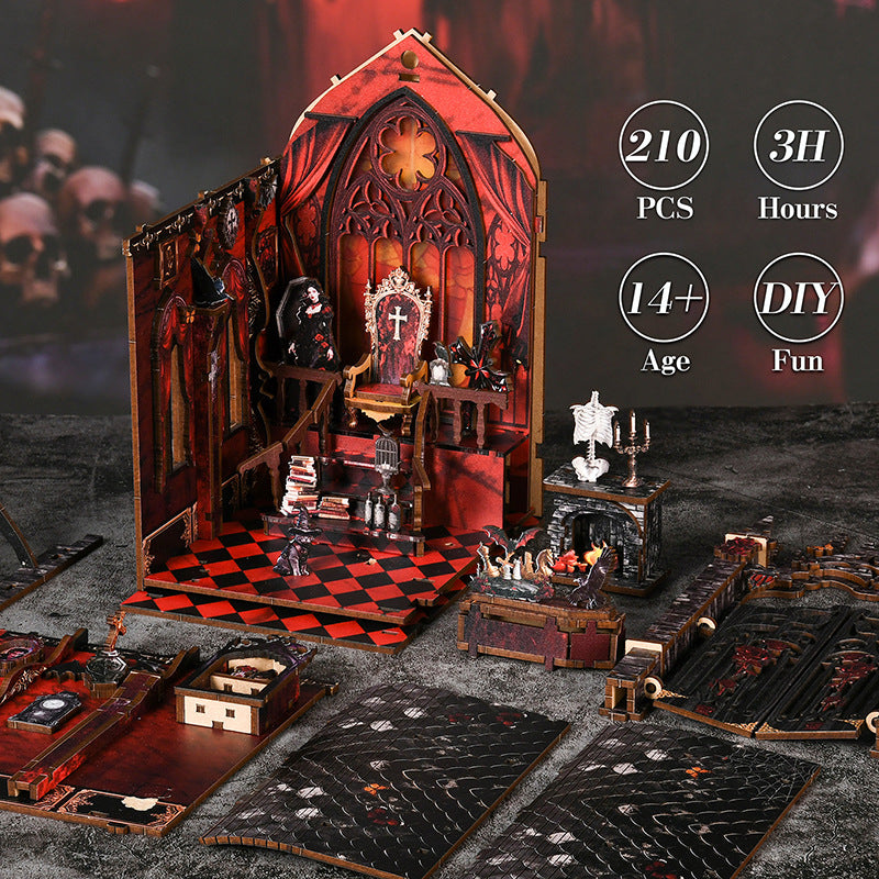 Longue nuit Dark Fortress Bookend DIY Cottage Miniature Assemblage Toy