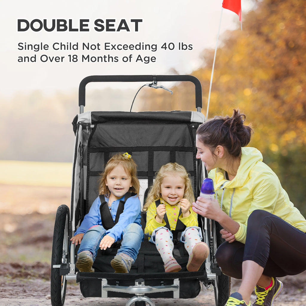 Remorque à vélo pivotante 2-Seat Elite 360 pour enfants Remorque à vélo avec résistant à l'eau W