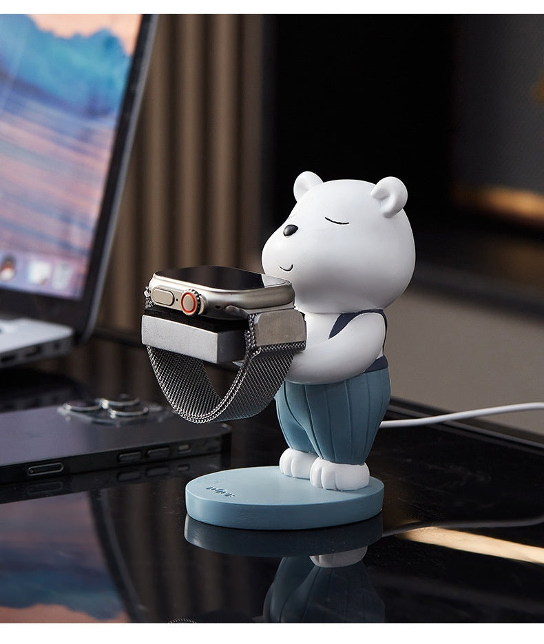 Wowu Original Design Bear Watch Charger Bracket Cartoon Ornements de literie anti-perte