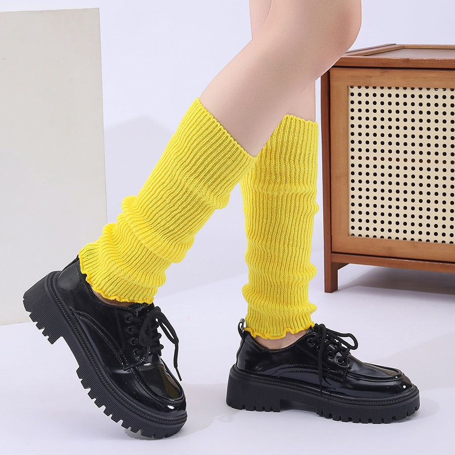 Hiver Mode Ribbed Knitted Vente Harajuku Neon Chaussettes longues Hiver Botte Gaiters Clubwear W