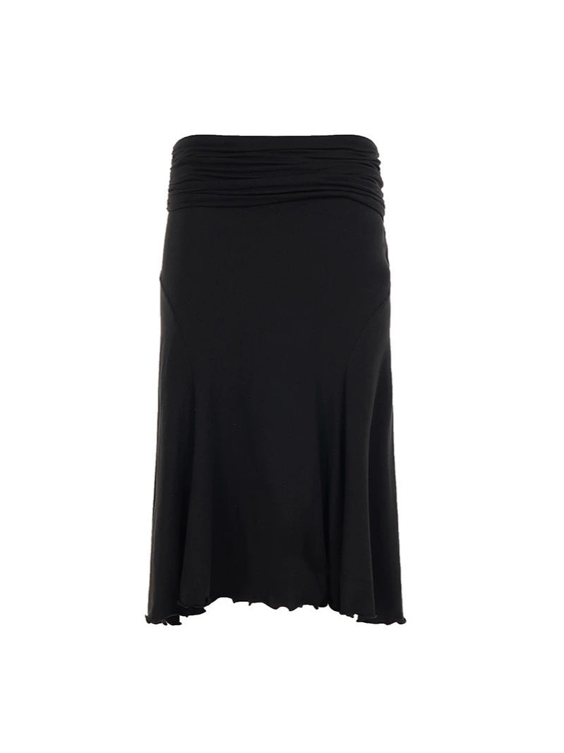 Élégant Slim-fit Jupe Midi plissée de couleur unie