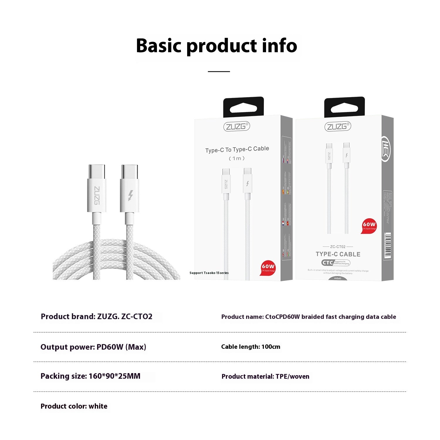 Câble de données Câble de charge rapide Fil de tressage entièrement compatible