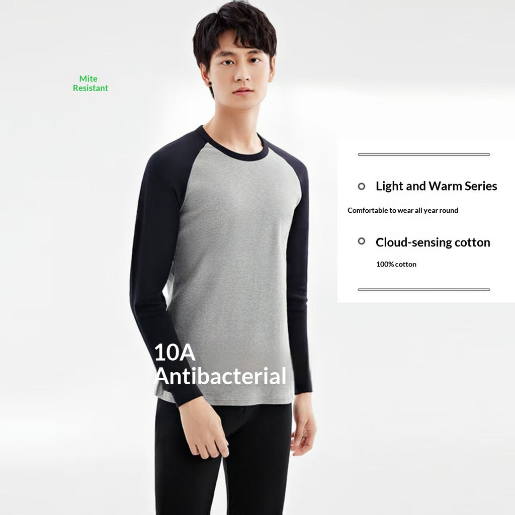 100 Coton Antibactérien Automne Top and Bottom Set Hommes Sous-vêtements thermiques