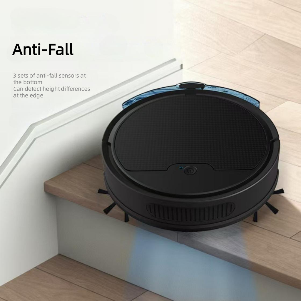 Black Robot Vacuum Mop - 3-en-1 Balayage