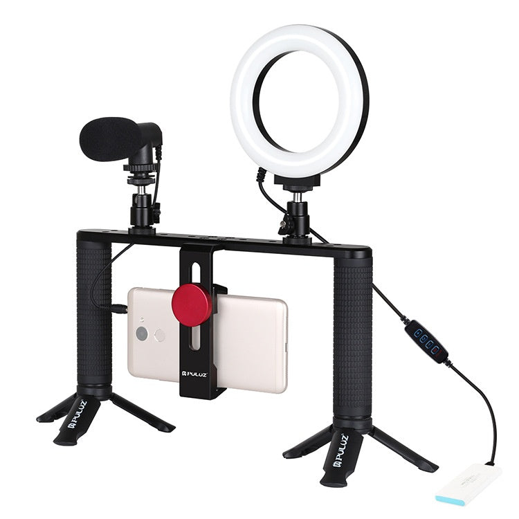 Mobile Live Streaming Stand Kit with Ring Light Microphone and Mini Tripod