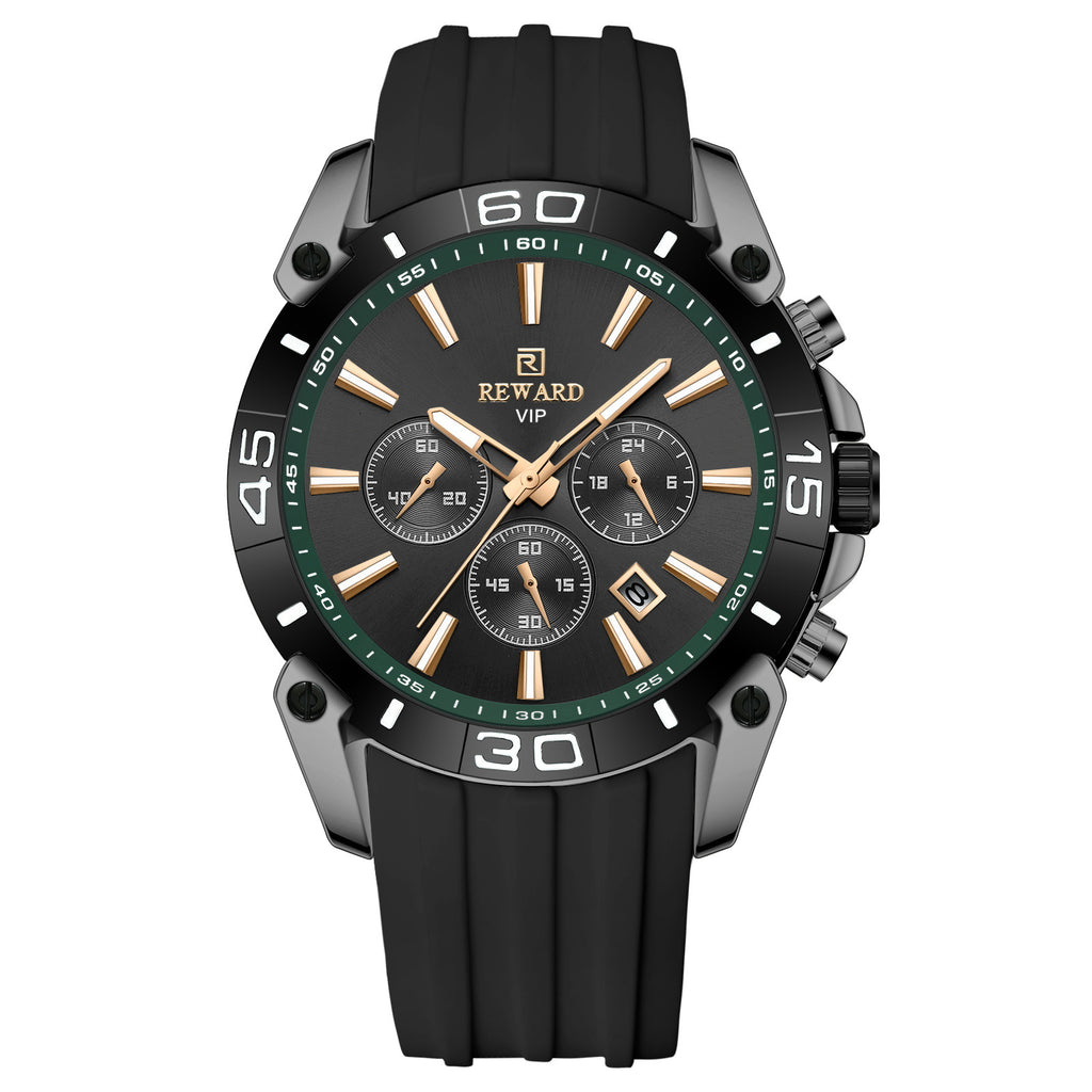Hommes Quartz multifonction trois yeux et six aiguilles chronographe