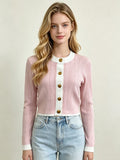 Source usine printemps et automne couleur de verrouillage tricoté Cardigan Style Hollow Vertical Str