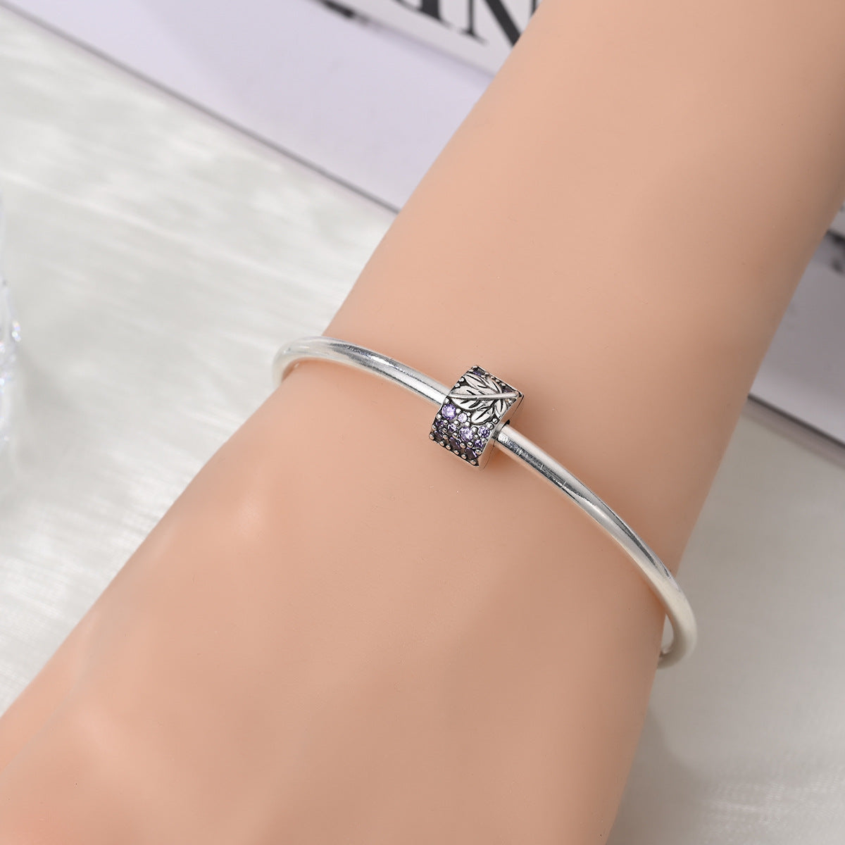 Argenté coloré Zircon Accent perles bracelet bricolage Charm