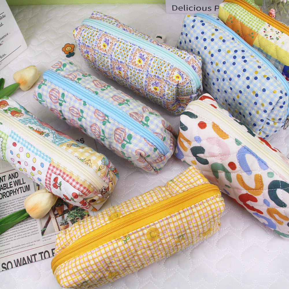 Sac d'organisateur de maquillage de grande capacité brodé en coton