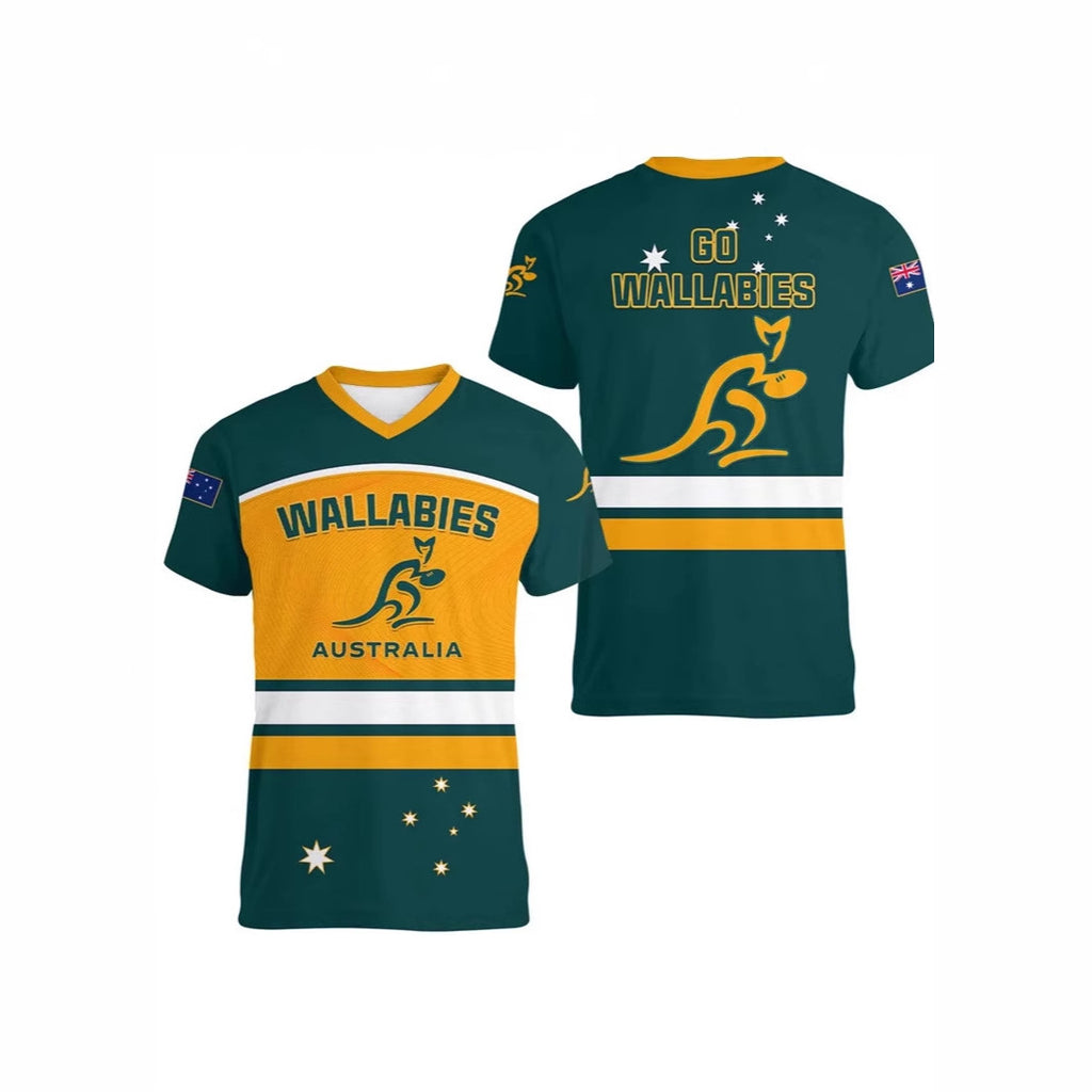 Modèle Kangaroo australien T-shirt pour enfants Imprimé Animal Pattern Sports Col V Court-