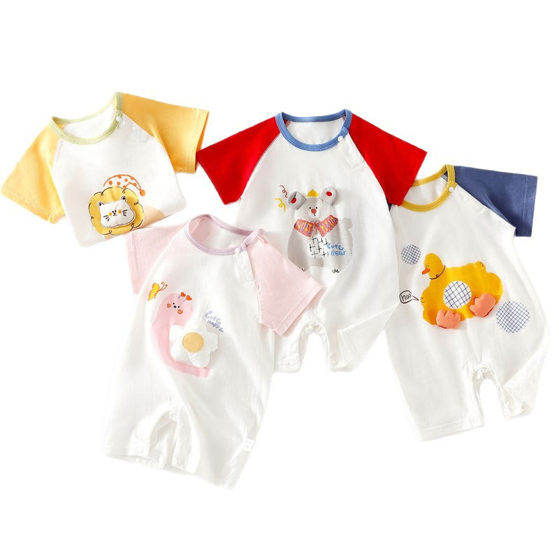 Pure Cotton Baby à manches courtes Onesie Romper sans couture Body-suit léger et climatisé