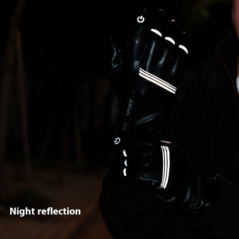 Gants en cuir d'équitation thermique et coupe-vent doublés d'hiver