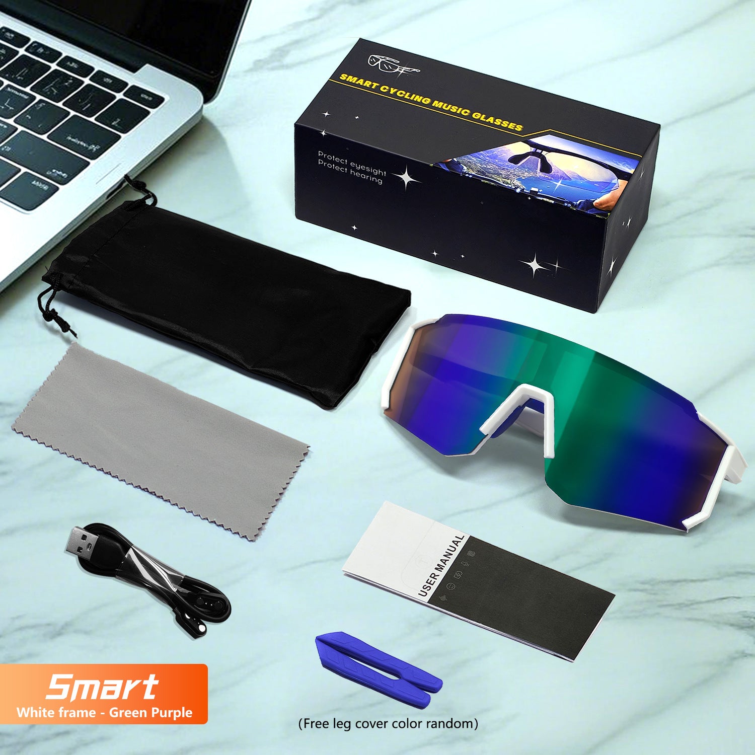 Sports de plein air Cyclisme Bluetooth Lunettes Musique Audio Windproof Smart Goggles