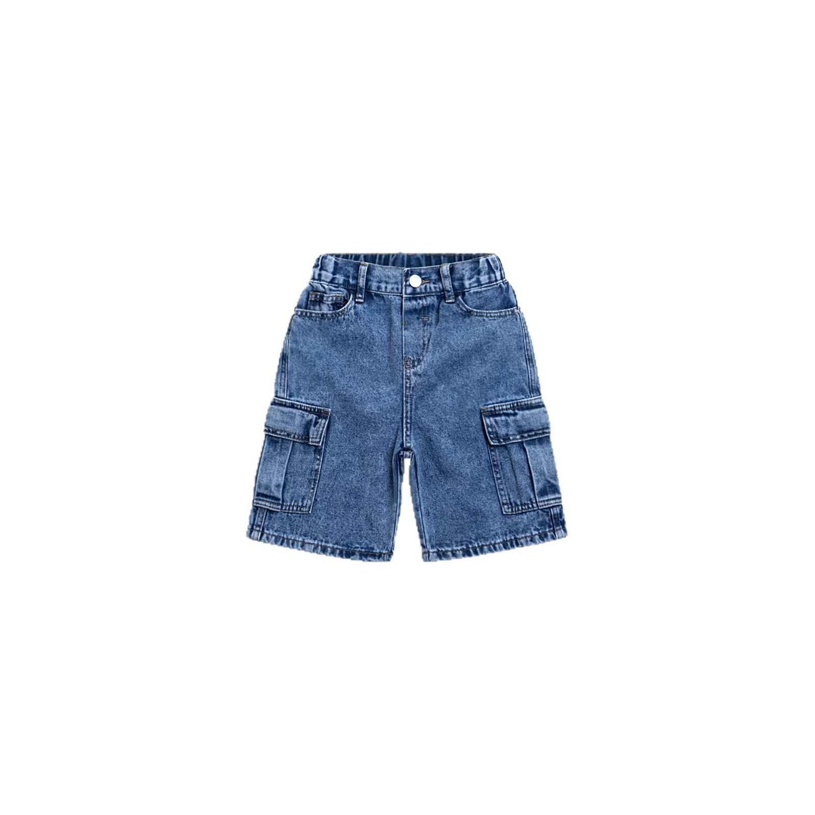 Short pratique en denim lavé multi-poches pour garçons