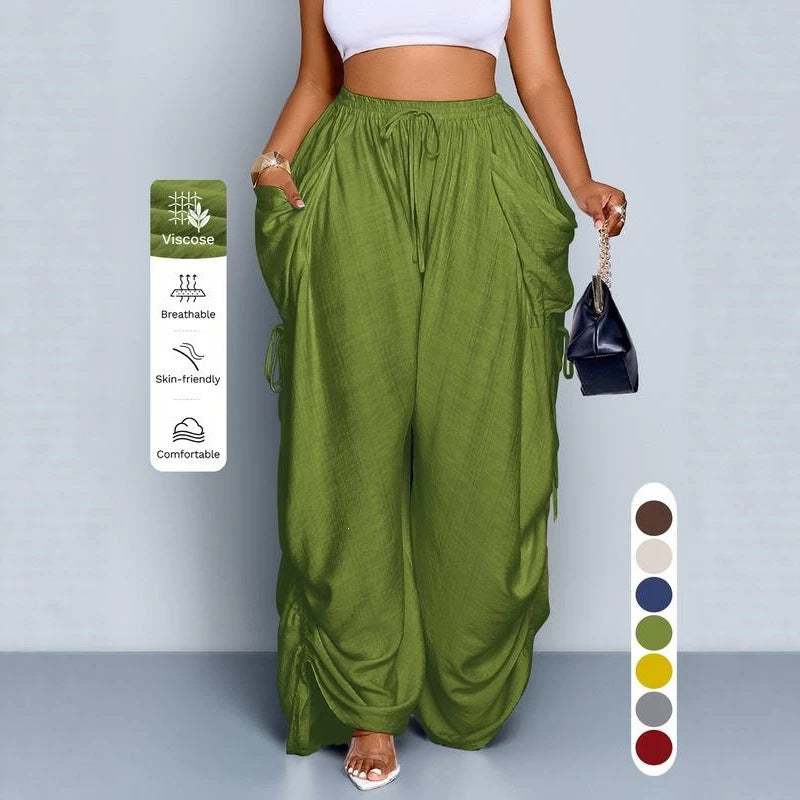 Pantalon large taille haute plissé de style punk rétro