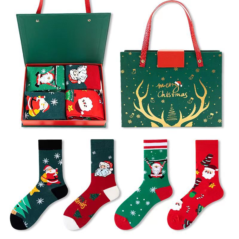 Santa Snowman Chaussettes en coton cartoon