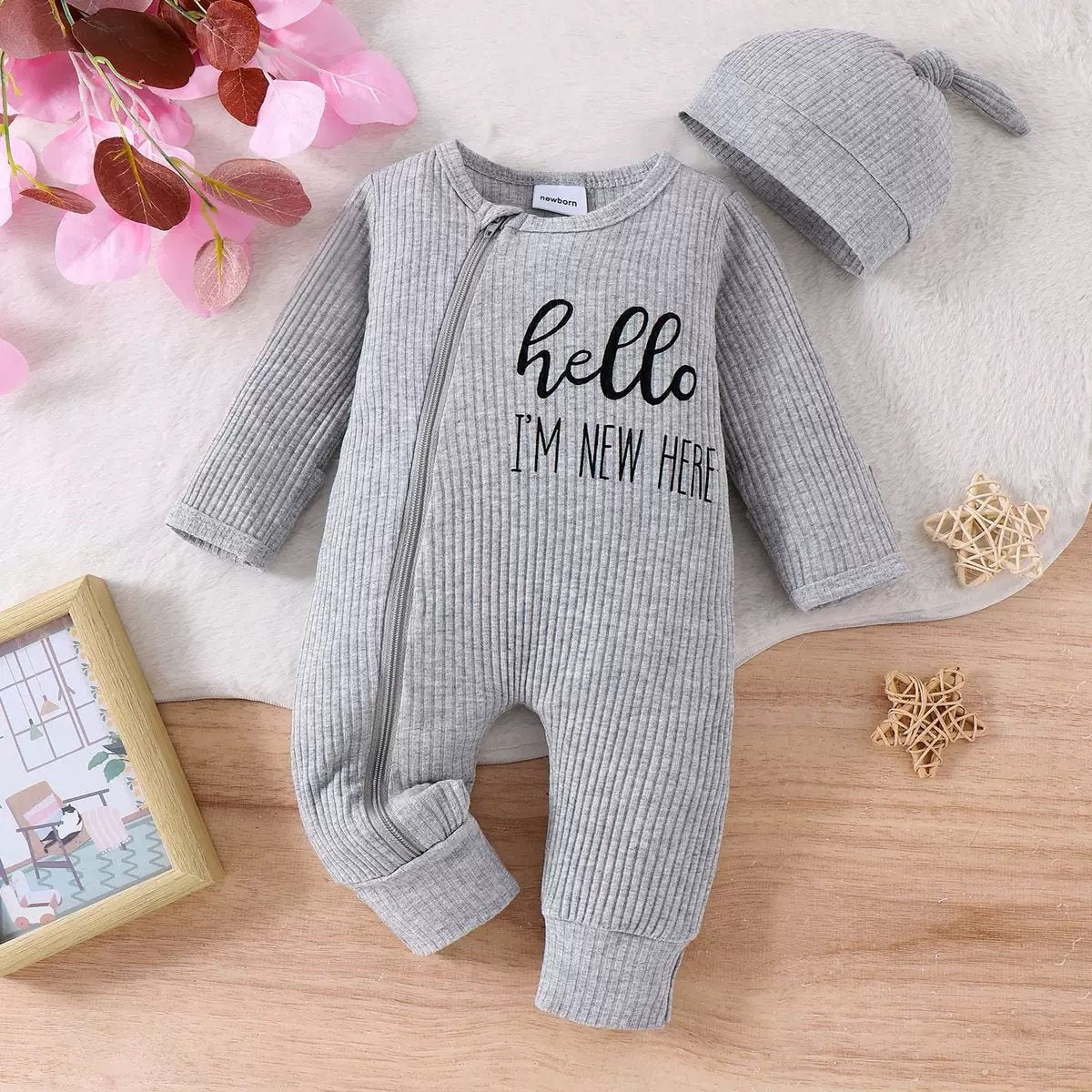 Outfit casual d'automne brodé pour les nouveaux-nés