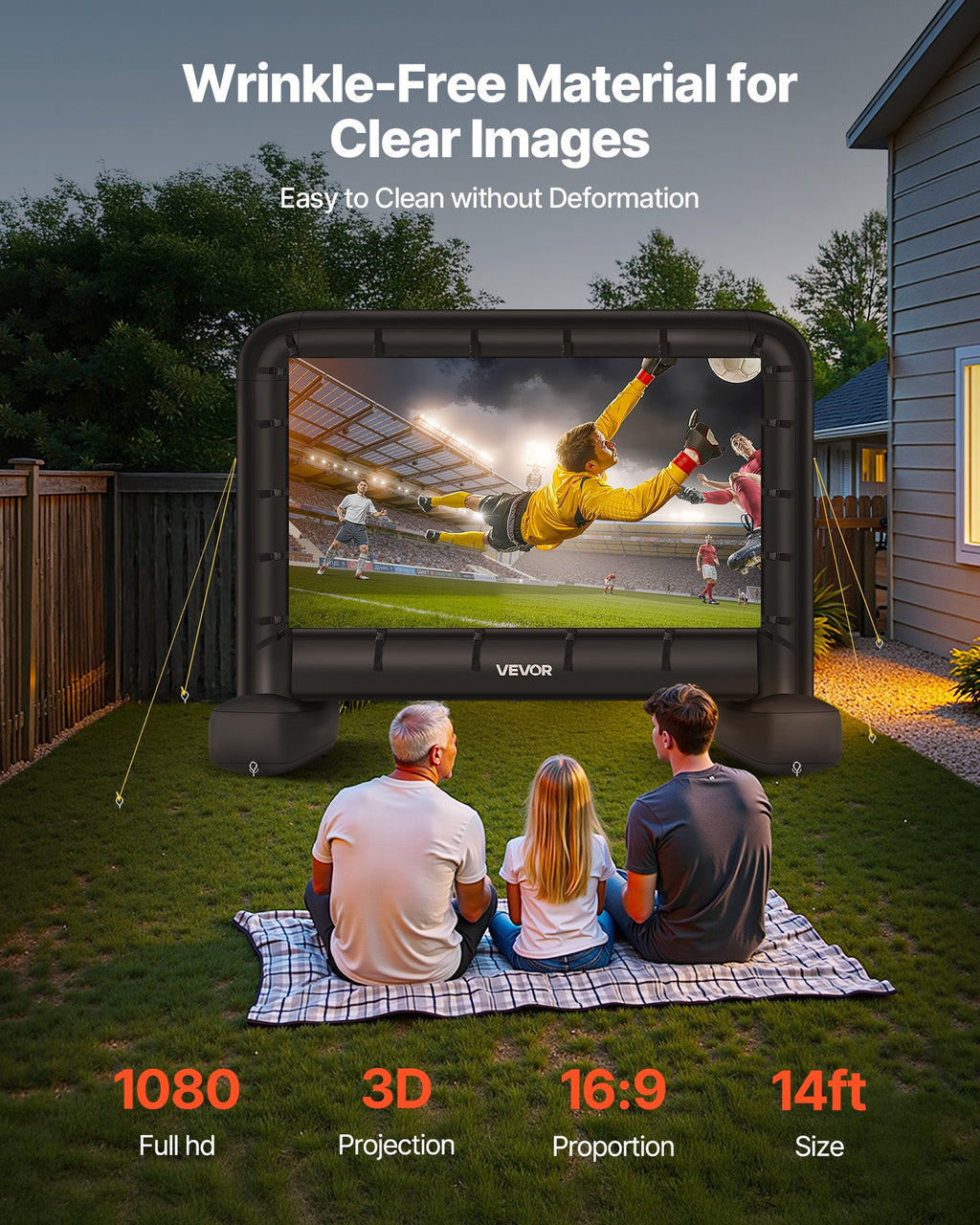 Écran de film gonflable 14 Ft 16:9 600D Projection de film avec sac portable