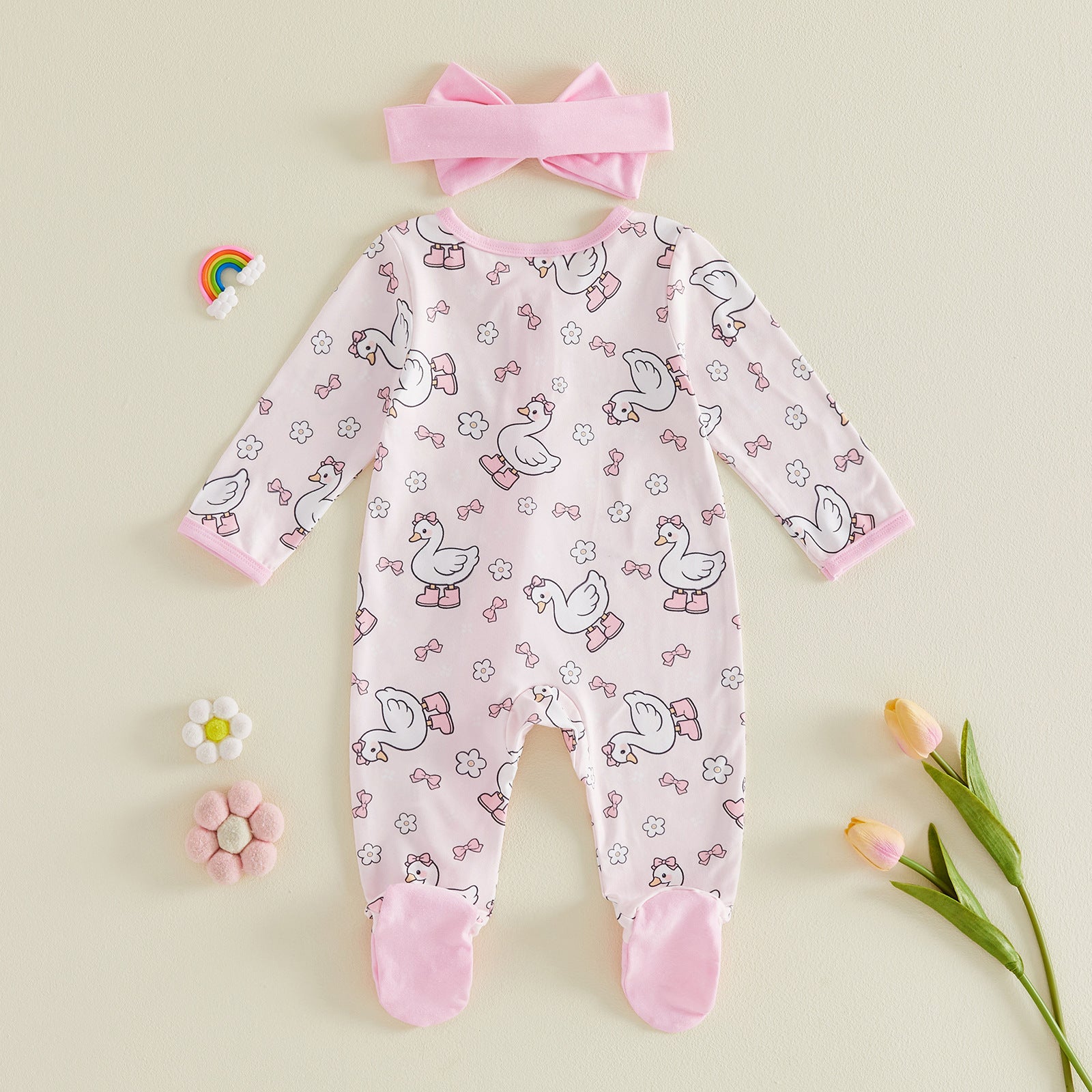 Bande de tête de style mince de Romper devant zippé imprimé floral