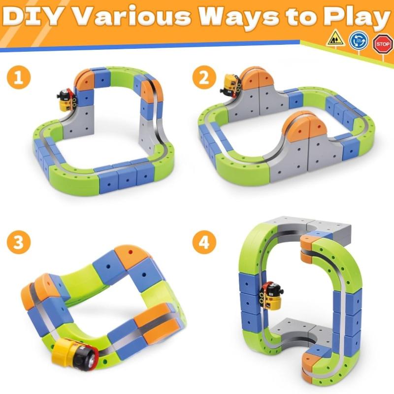 101-Piece Rechargeable Electric Train Track Set & DIY