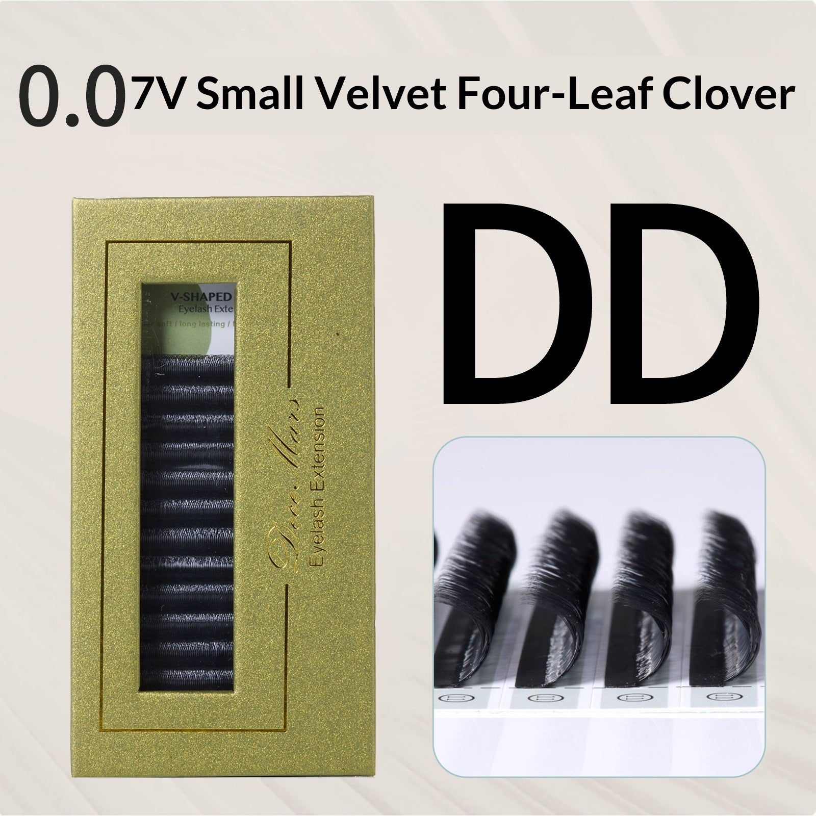 DeceMars Petite fleur de velours en forme de V Clover à quatre feuilles Grafting Faux cils doux et L