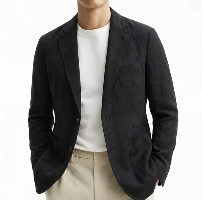 Plus-Taille Cotton-Liné uni-brassé Blazer pour hommes entreprise