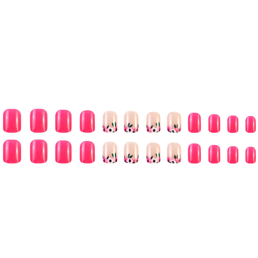 24 pièces de stickers à ongles en acrylique rose rose avec