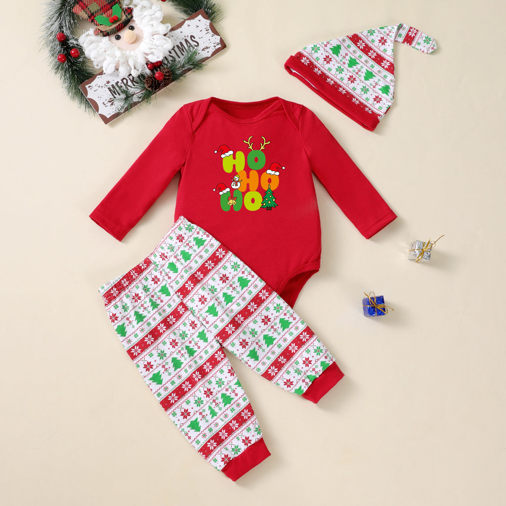 Chapeau de pantalons à manches longues imprimé arbre de Noël