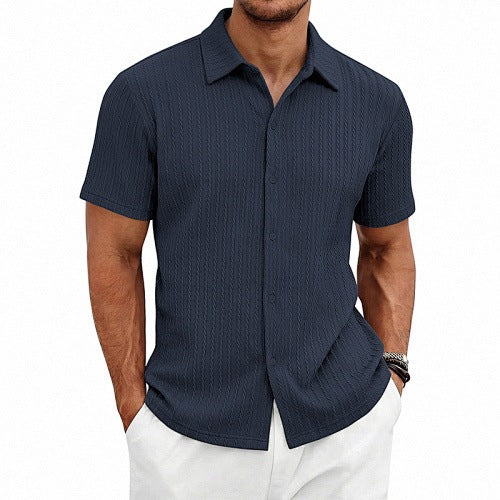 Polo d'été Jacquard de style européen et américain avec col tournant