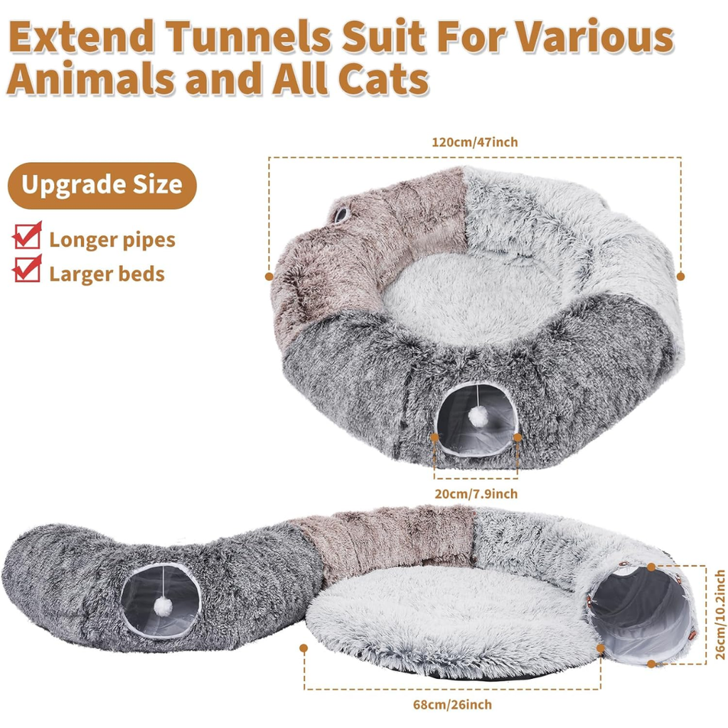 Cat tunnel with cozy bed and 20 toys included