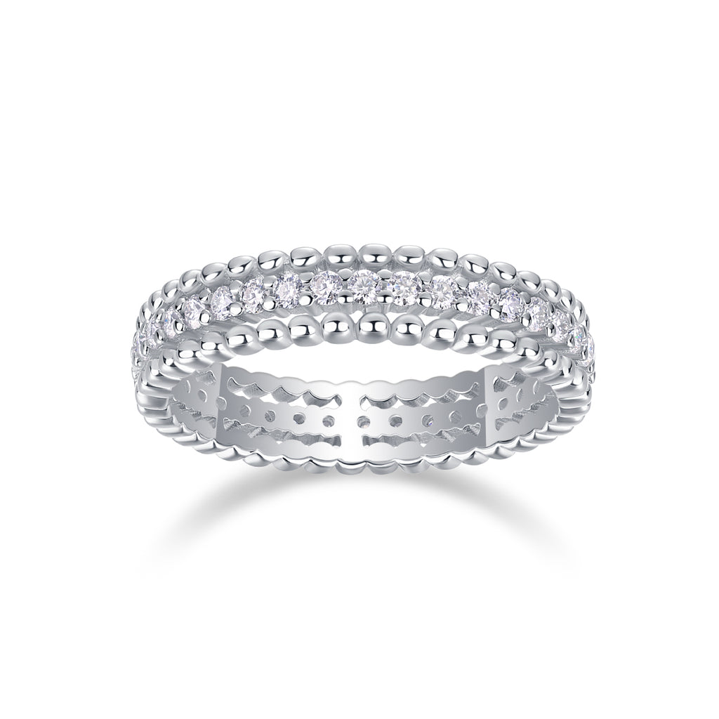 S925 Argent 2.4g Anneau de Moissanite plaqué platine