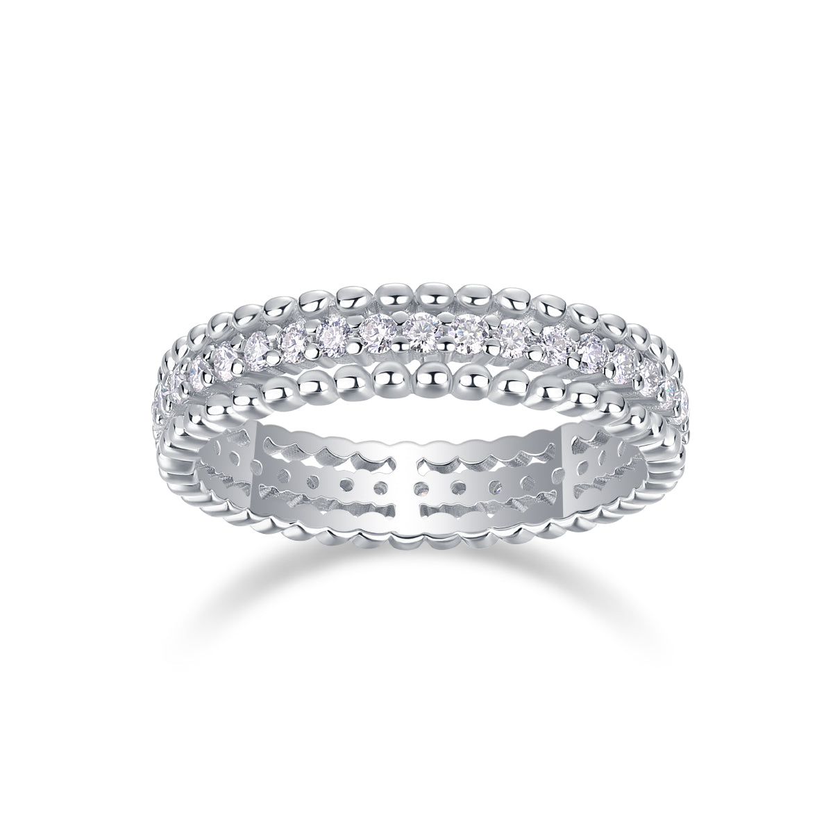 S925 Argent 2.4g Anneau de Moissanite plaqué platine