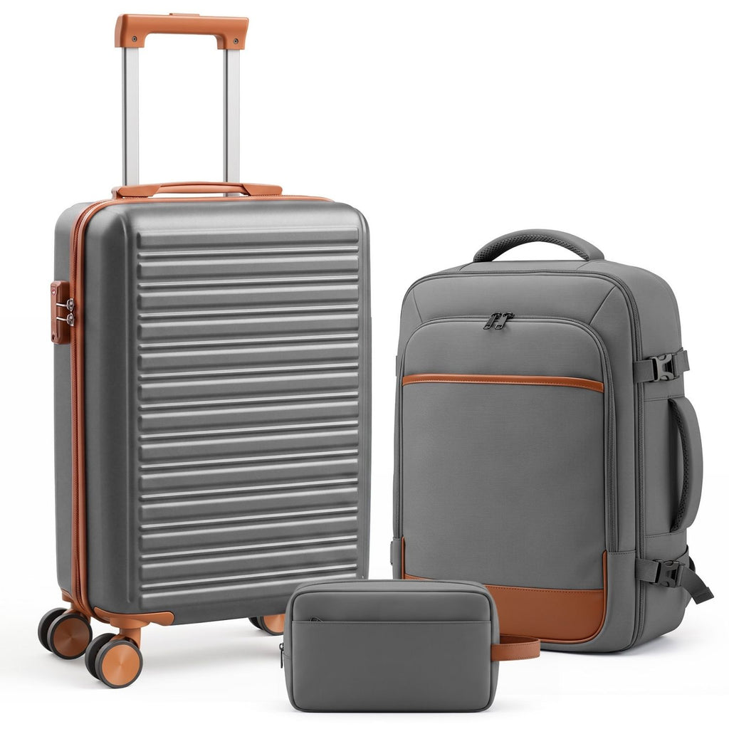 Set de bagages de voyage 3 pièces avec sac à dos