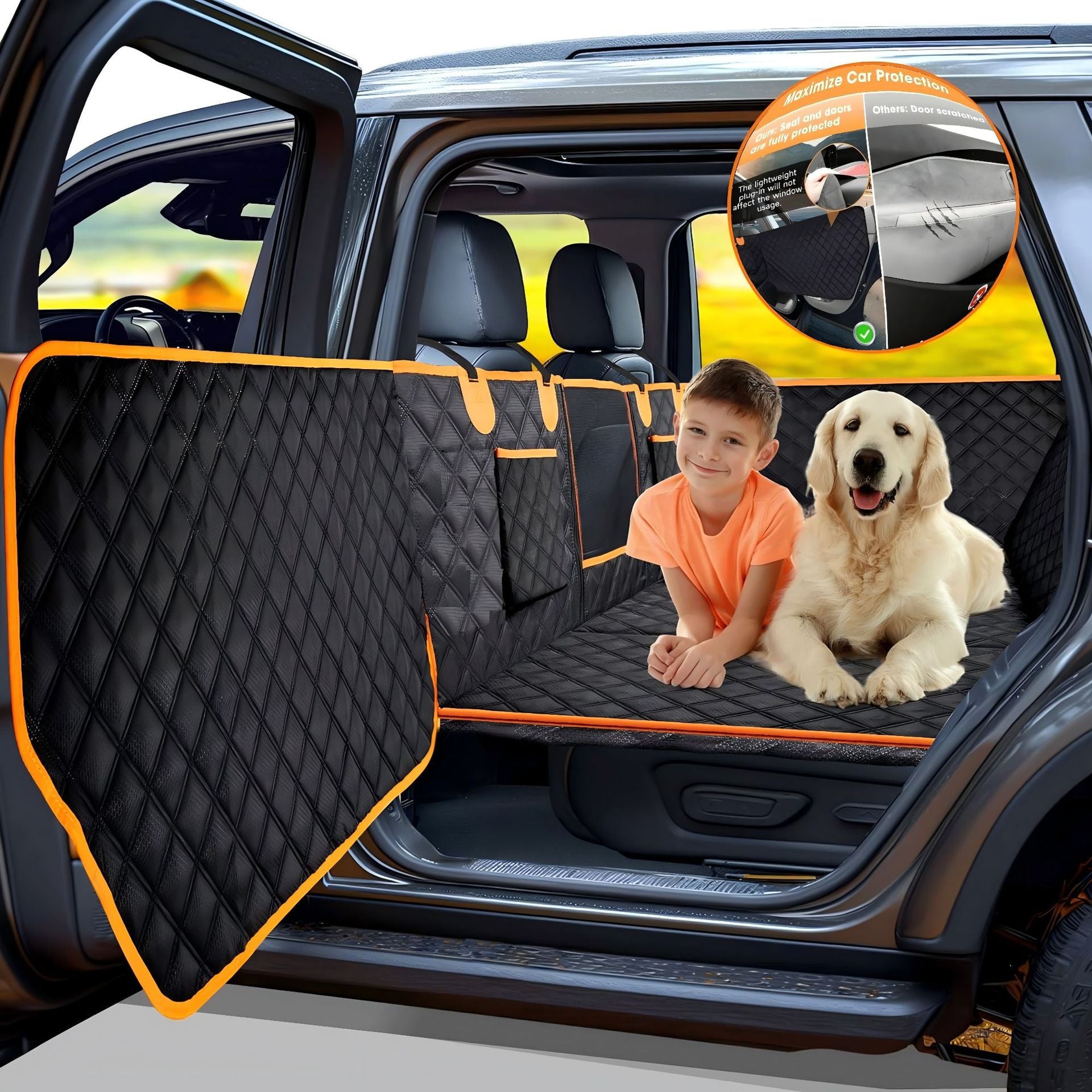 Housse de siège voiture pour chien avec fond rigide, imperméable