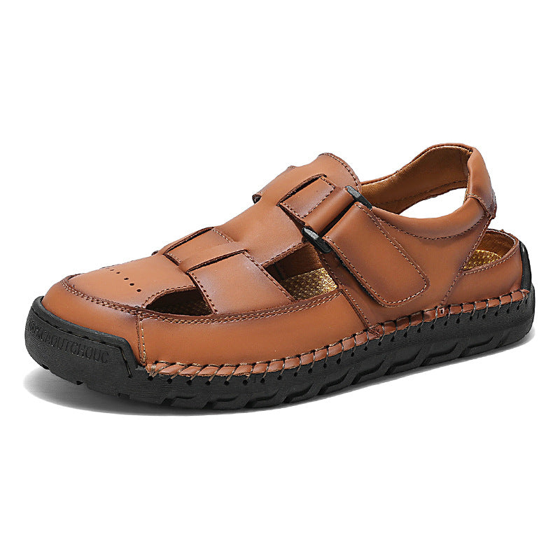 Sandales homme Été Cuir plein grain
