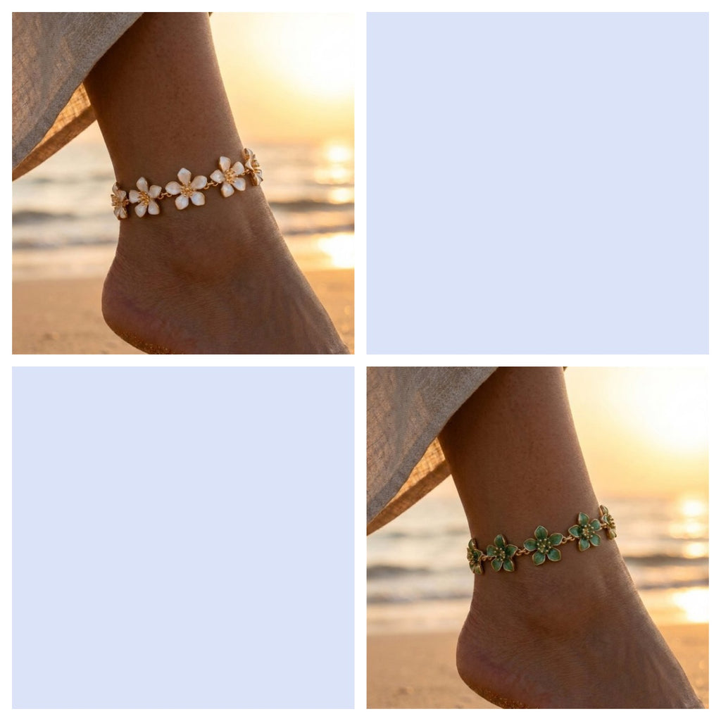 Anklet de fleur de métal exagéré
