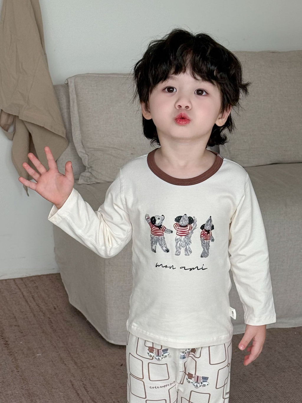 Ensemble de sous-vêtements thermiques en coton pur sans os pour garçons et filles