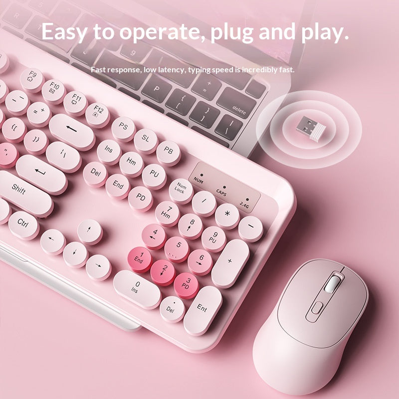 Bureau de femmes Clavier sans fil léger et jeu de souris Clavier d'ordinateur