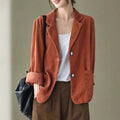 Femmes Corduroy Casual manches longues Bouton-Up Lapel Veste Coat