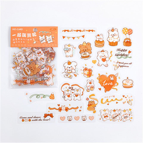 Stickers Animal Cartoon Bear Rabbit Lapin Journalier PET Imperméable