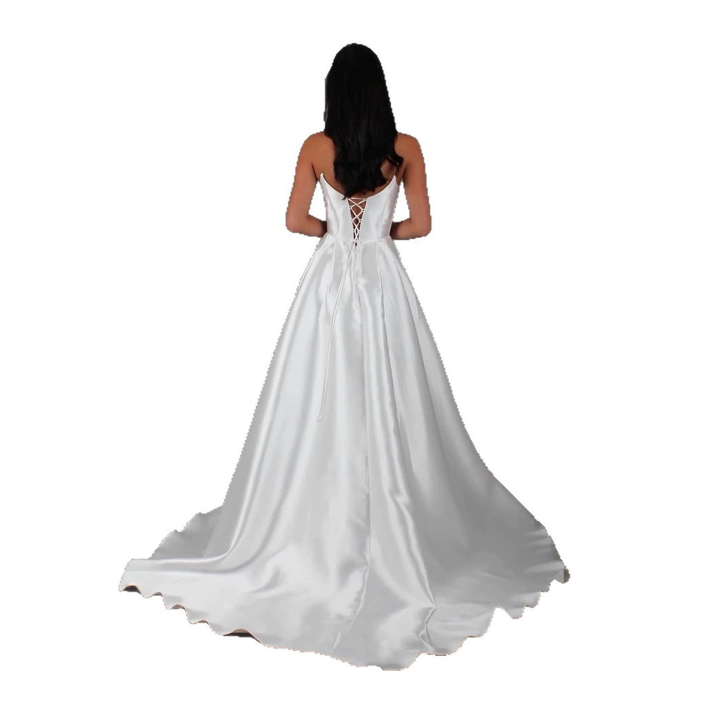 Robe de mariée à pansement blanc satiné