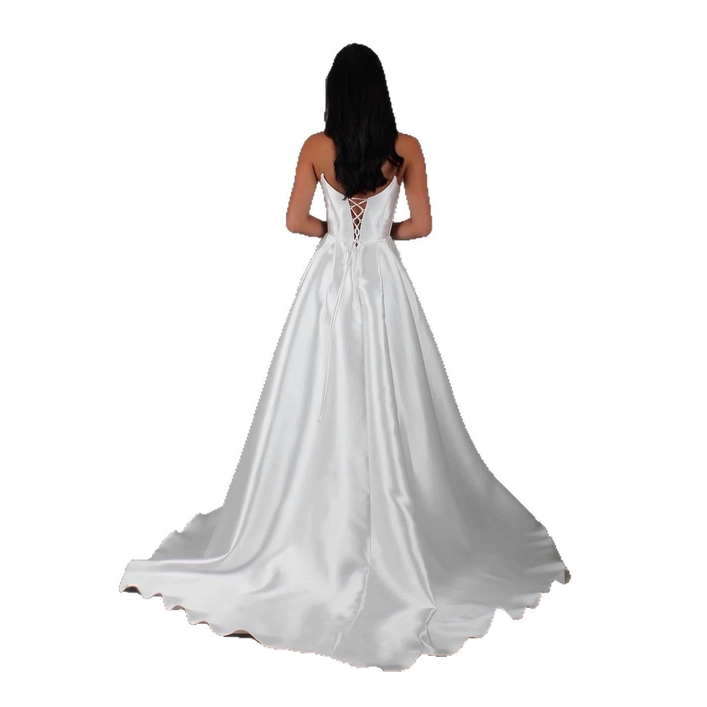 Robe de mariée à pansement blanc satiné