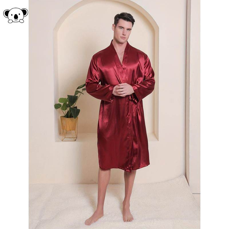 Peignoir en soie imprimé pour hommes Simulation Peignoir en soie